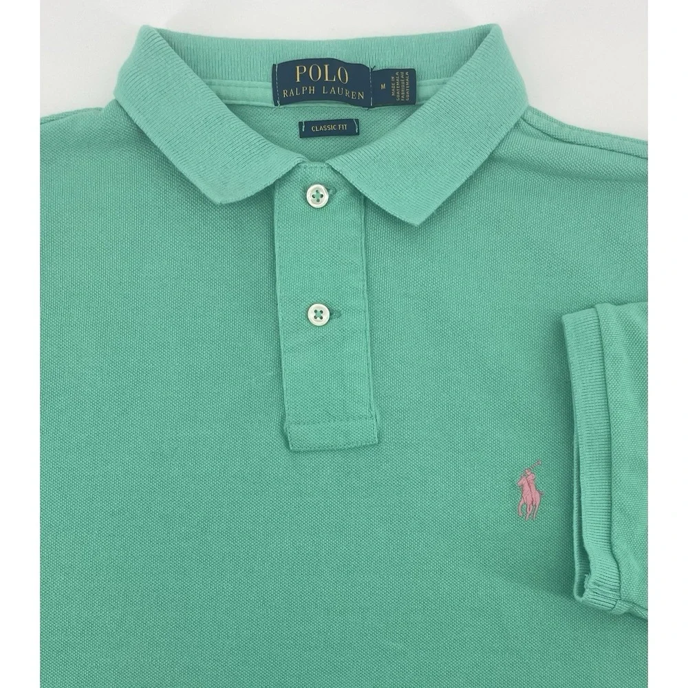 Polo Ralph Lauren Polo Shirt Men Medium Green Classic Fit Golf Old Money Coastal